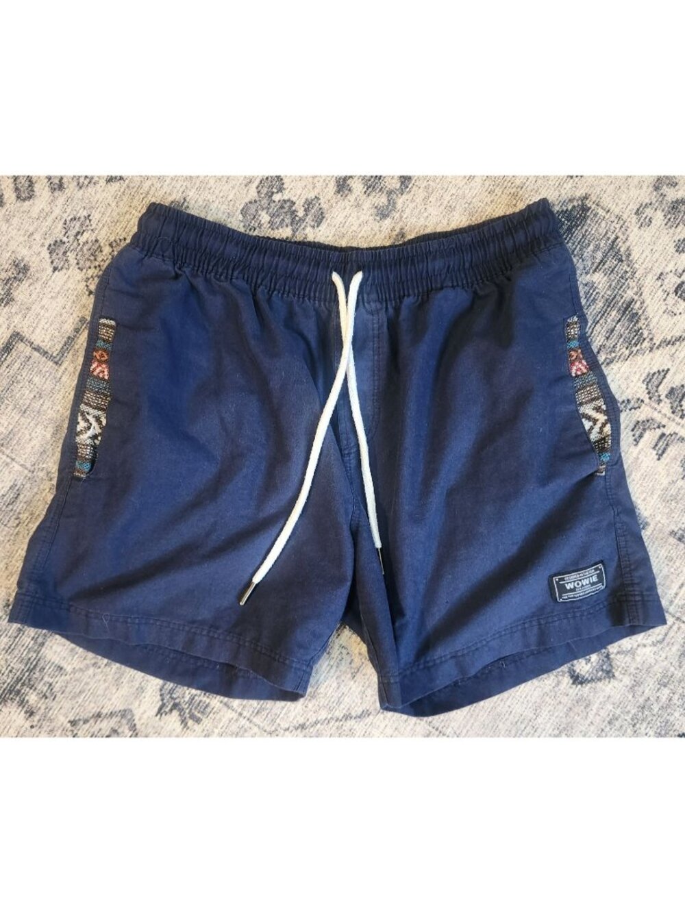 Wowie Men's Sz. S Casual Navy Aztec Pull On Shorts